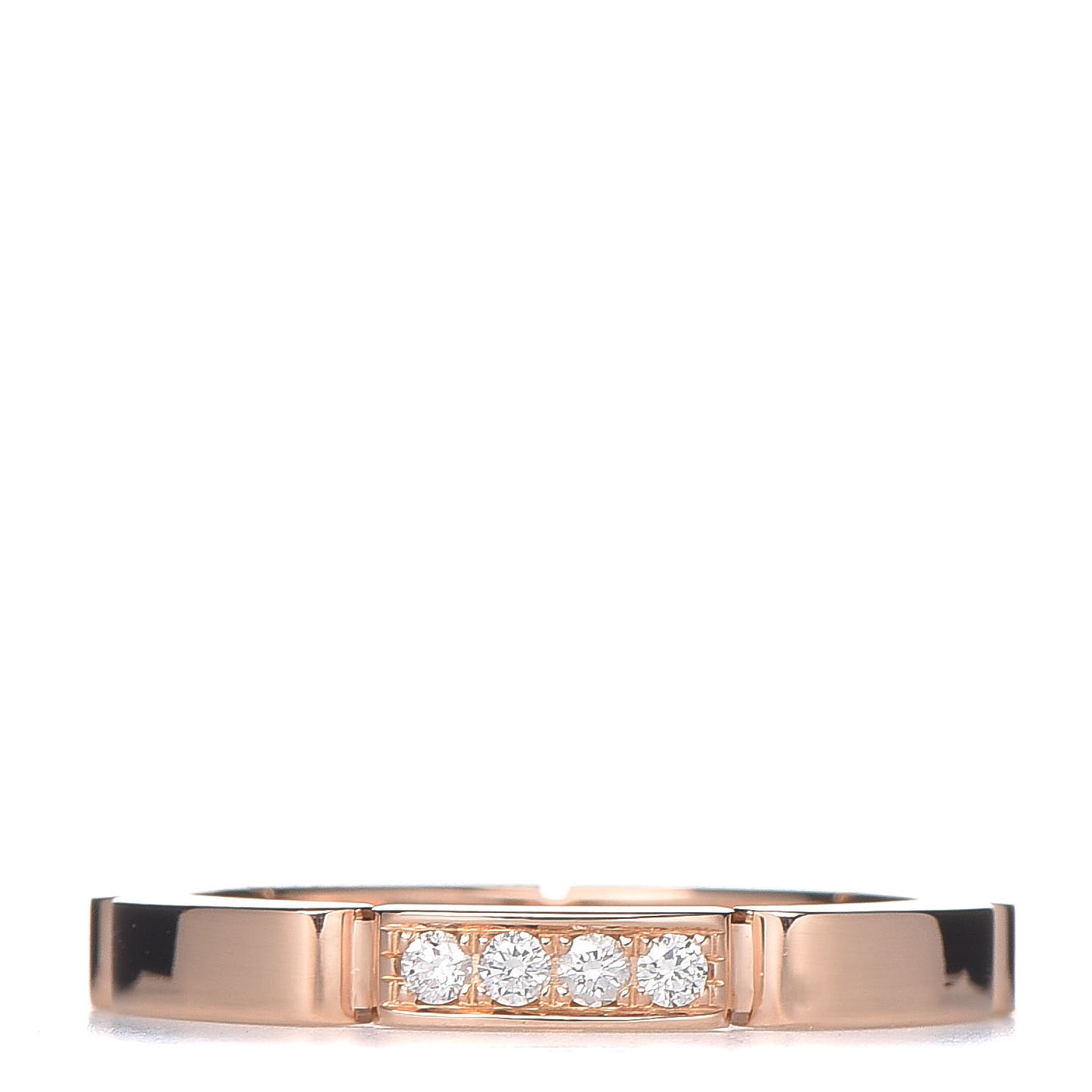 18K Pink Gold Diamond Maillon Panthere Wedding Band Ring 50 5.25