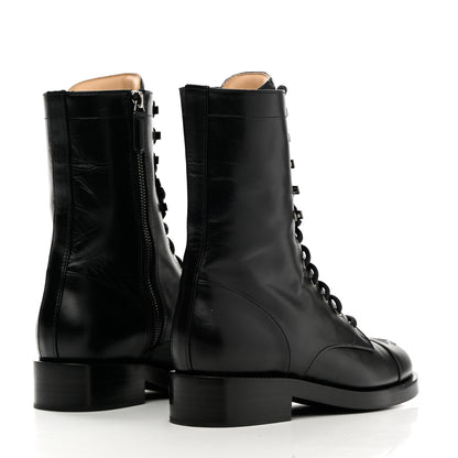 Chanel Calfskin Cap Toe Lace Up Combat Boots 38 Black 4 of 11