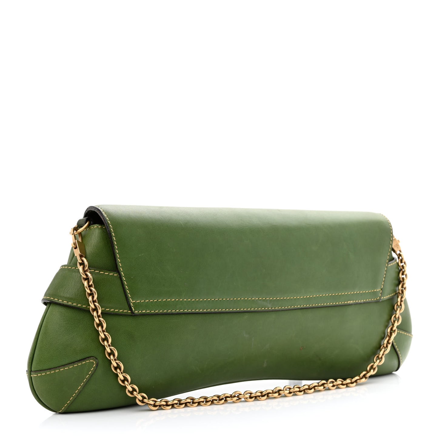 Calfskin Horsebit Chain Clutch Green