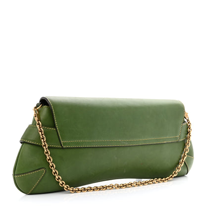 Gucci Calfskin Horsebit Chain Clutch Green 2 of 11