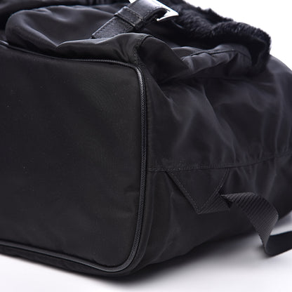 Prada Tessuto Nylon Saffiano Fur Backpack Black 10 of 12
