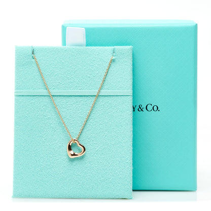 Tiffany 18K Rose Gold 11mm Elsa Peretti Open Heart Pendant Necklace 6 of 6