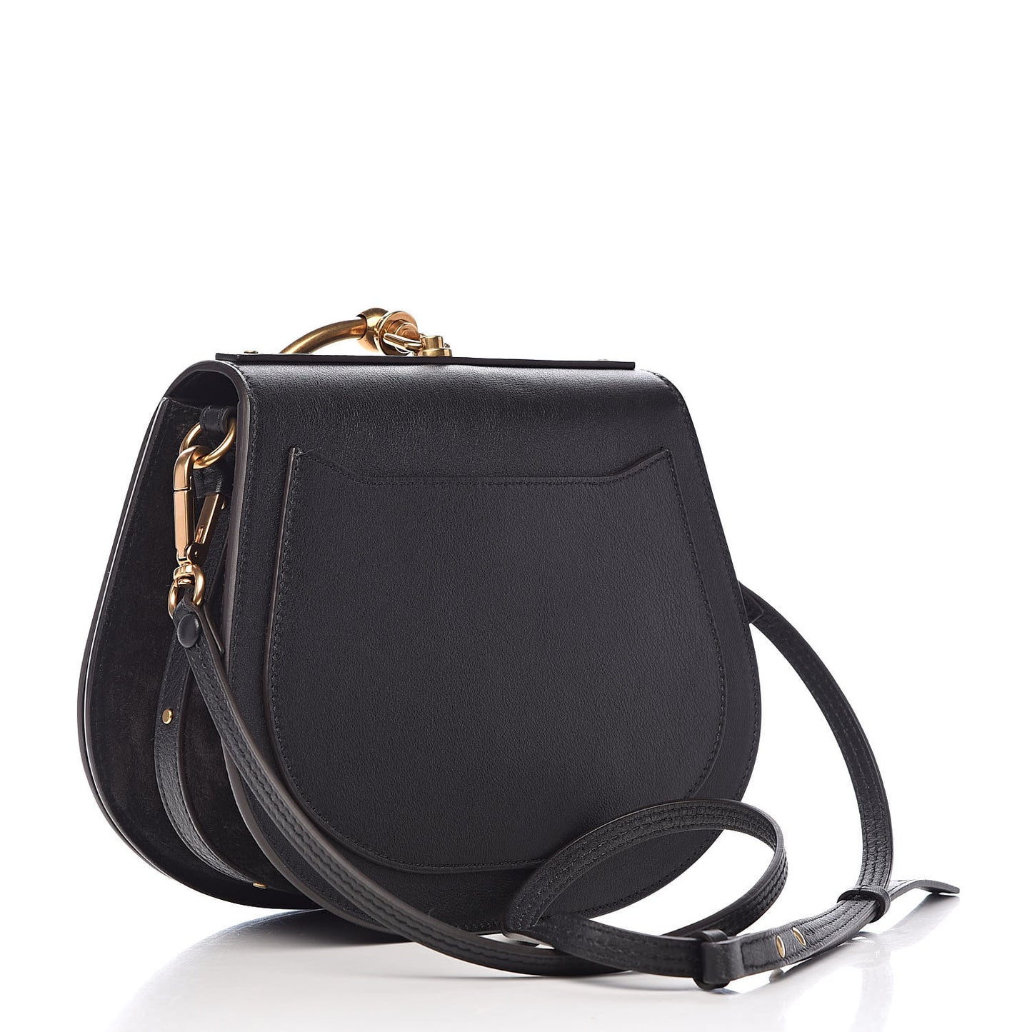 Calfskin Suede Medium Nile Bracelet Bag Black