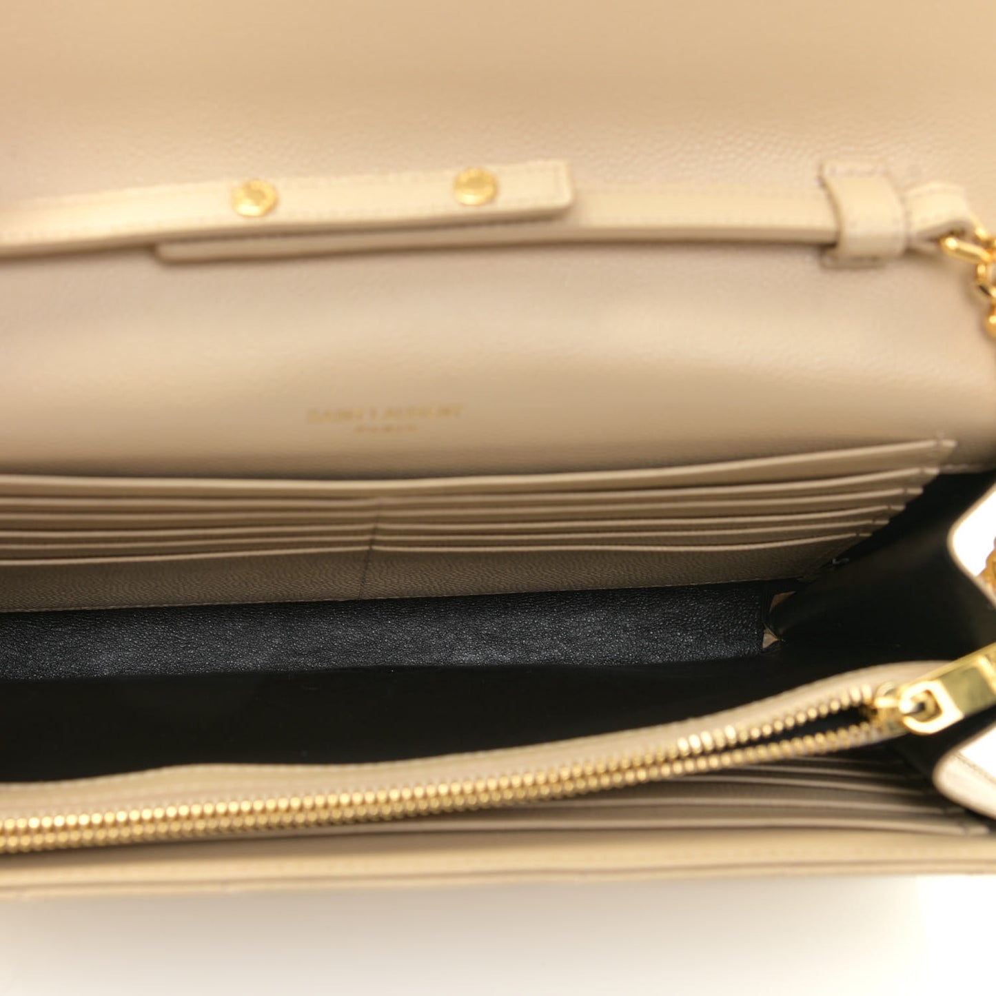 Grain De Poudre Matelasse Chevron Monogram Chain Wallet Nude Powder
