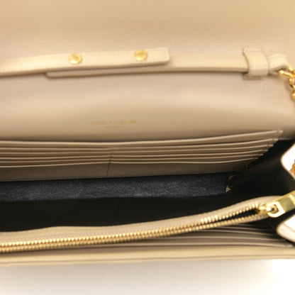 Saint Laurent Grain De Poudre Matelasse Chevron Monogram Chain Wallet Nude Powder 7 of 9