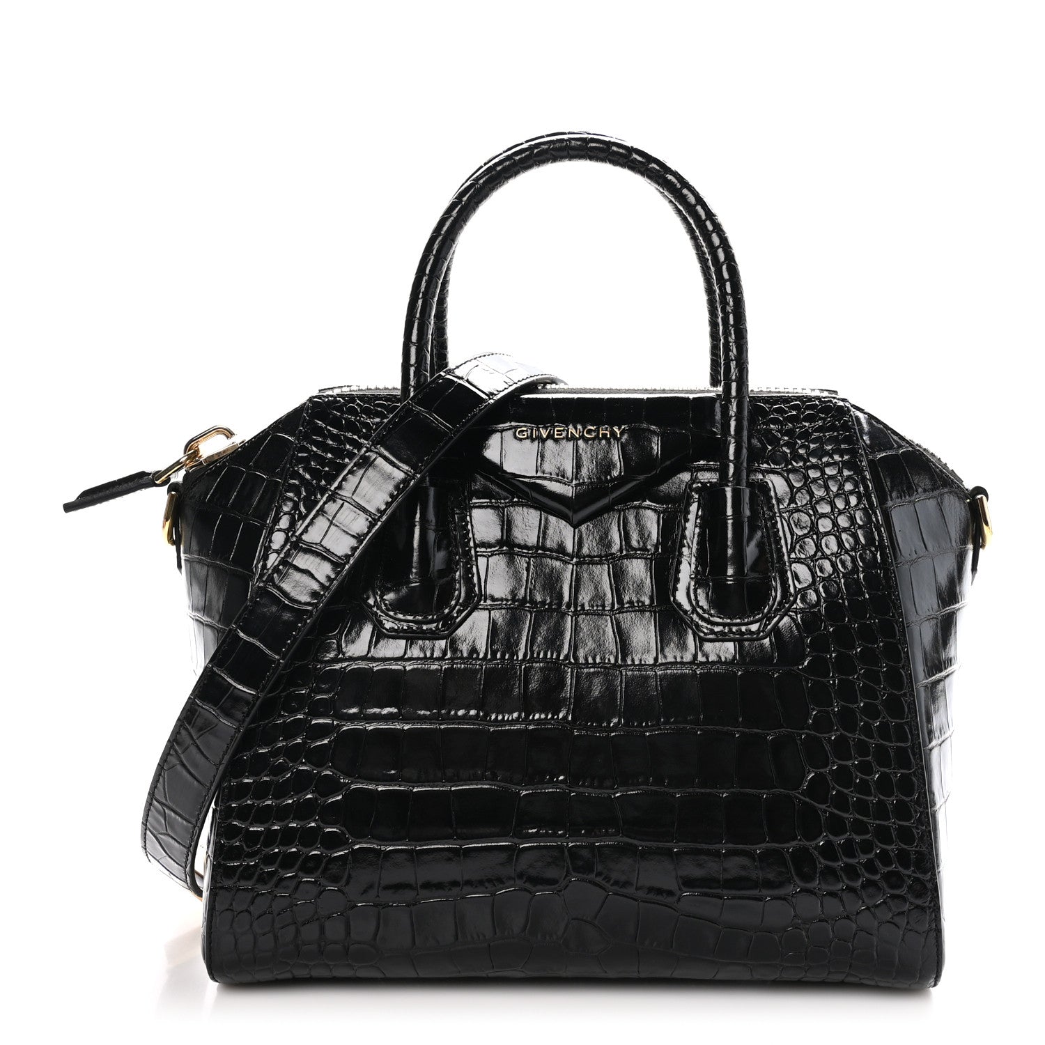 Givenchy Calfskin Crocodile Embossed Small Antigona Black 1 of 10