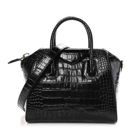 Givenchy Calfskin Crocodile Embossed Small Antigona Black 1 of 10