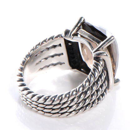 David Yurman Sterling Silver Wheaton Diamond 16mm Smoky Quartz Ring 52 6 4 of 5