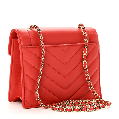 Chanel Calfskin Quilted Chevron Small Envelope Flap Red 3 of 10