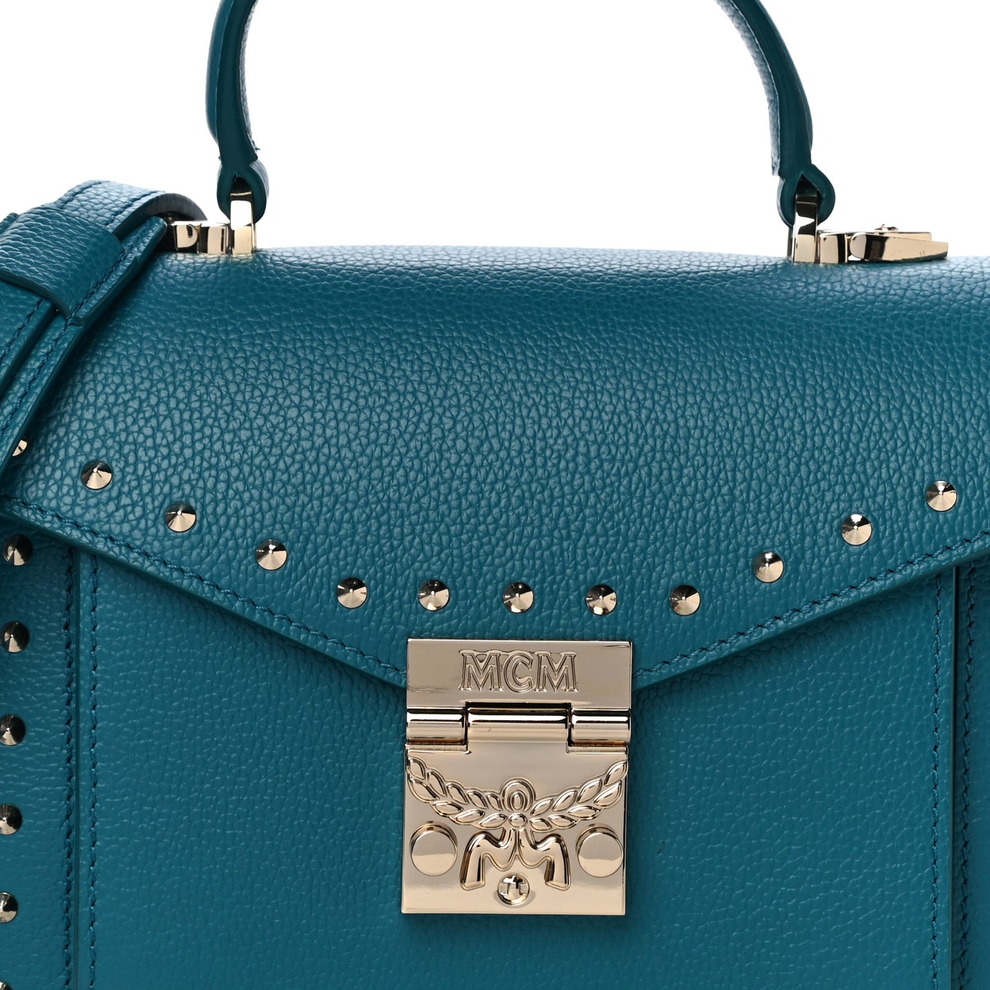 Calfskin Studded Small Patricia Crossbody Bag Deep Lagoon