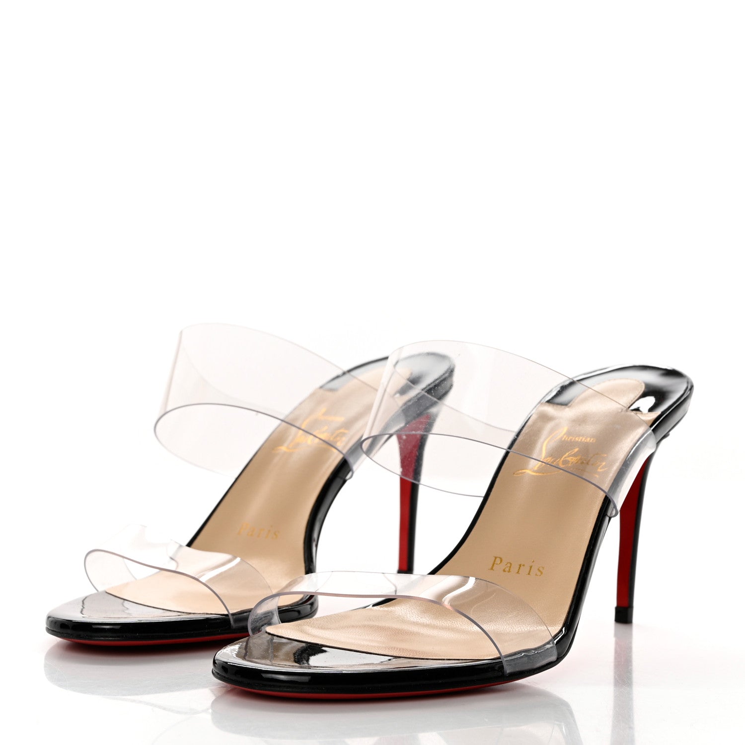 Christian Louboutin Patent PVC Just Nothing 85 Slide Sandals 38 Black 3 of 8