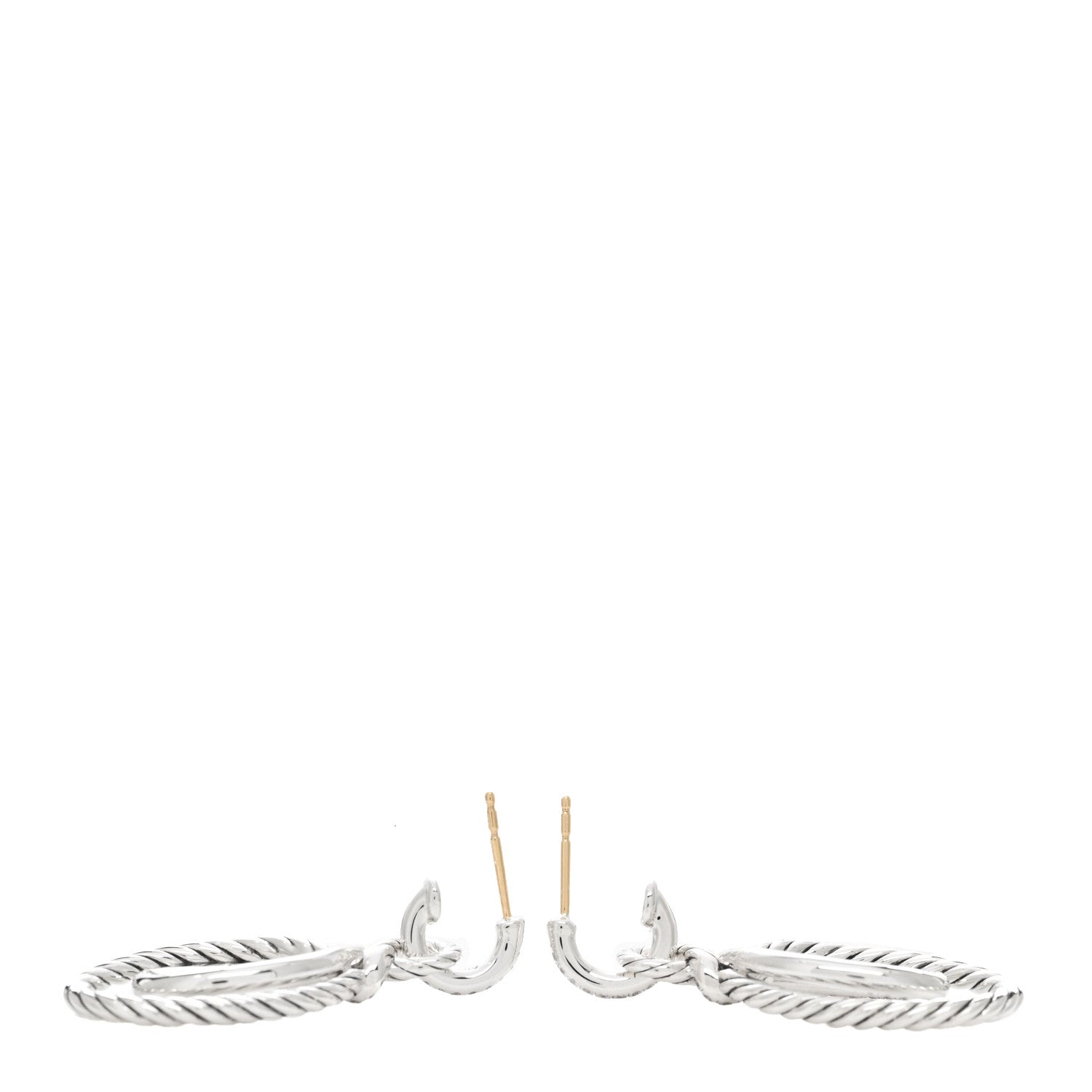 David Yurman Sterling Silver Diamond 35mm Continuance Drop Earrings 3 of 4