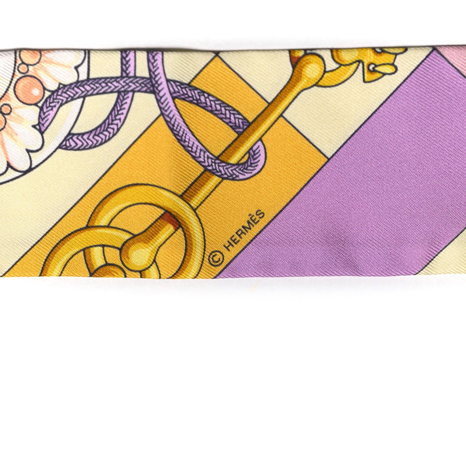 Hermes Silk Cliquetis Twilly Bouton D'Or Mauve 3 of 5