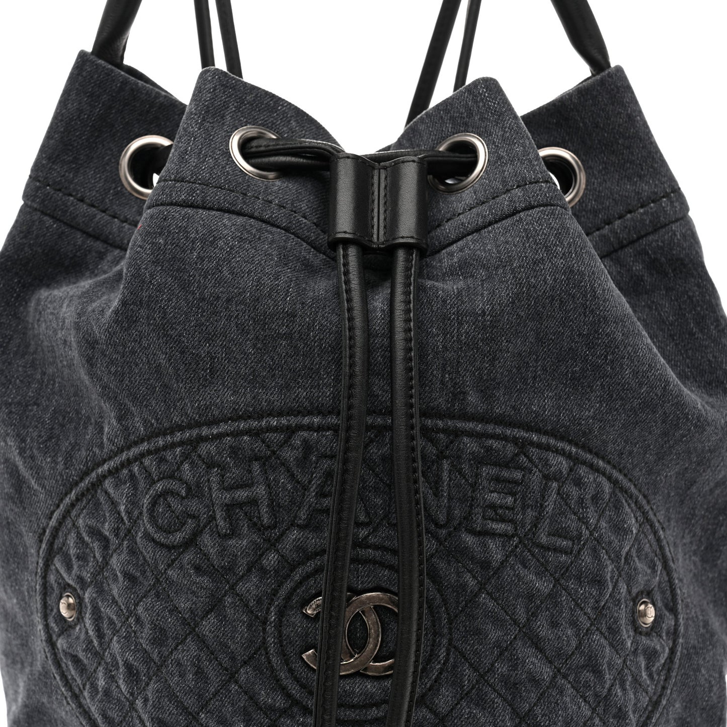 Denim Drawstring Backpack Blue