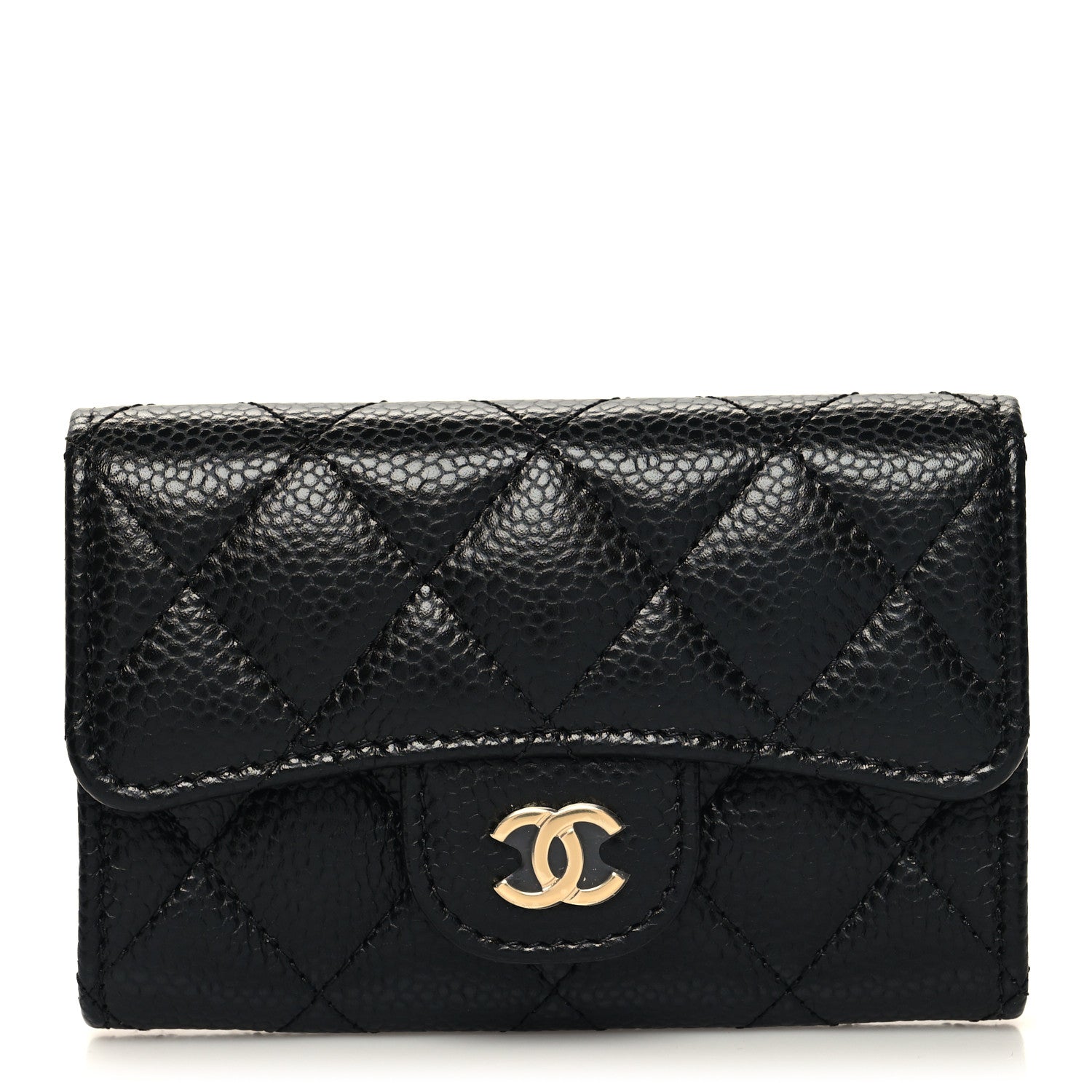 Chanel Caviar Quilted Flap Card Holder Wallet Black 1 of 10