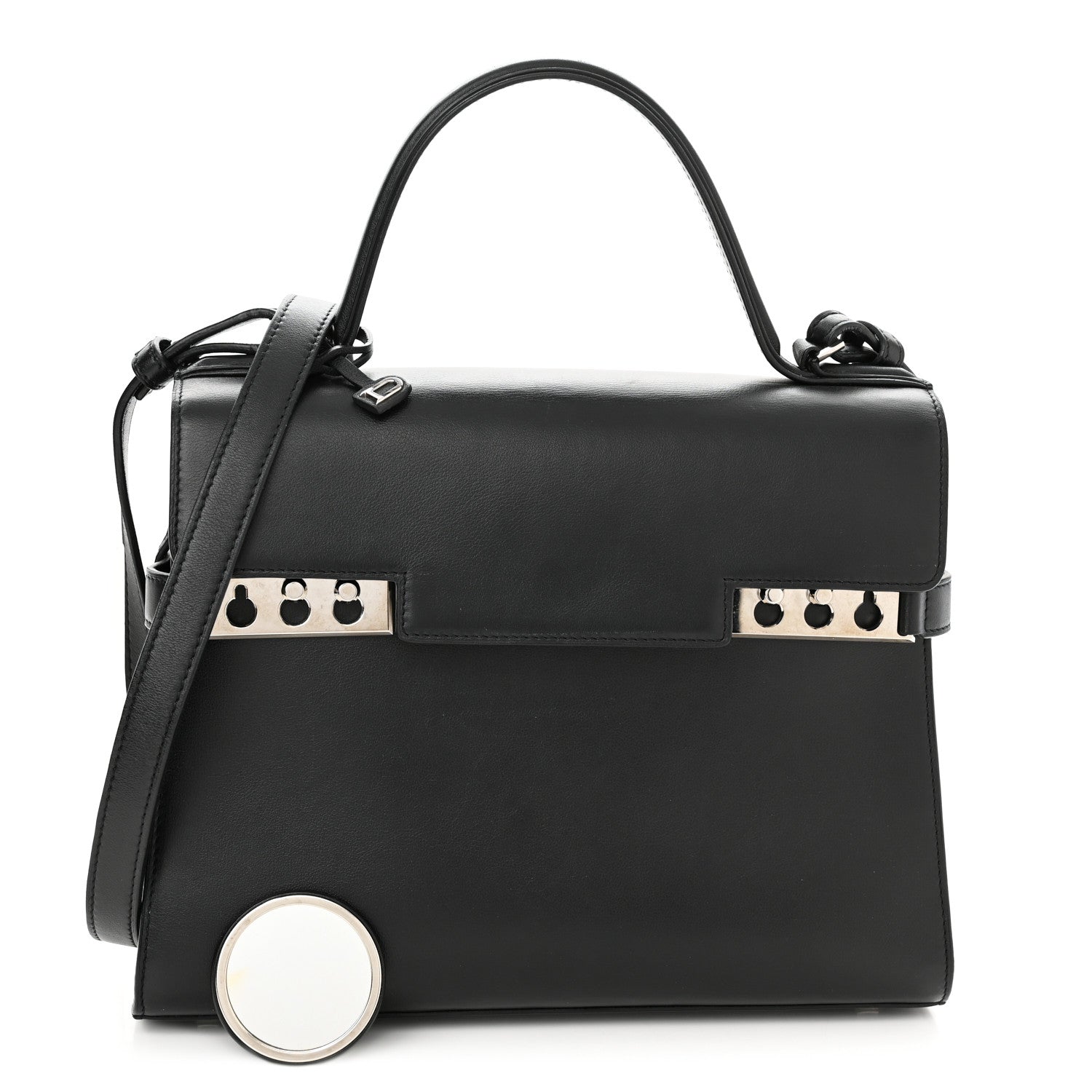 Delvaux Calfskin MM Tempete Satchel Black 1 of 10