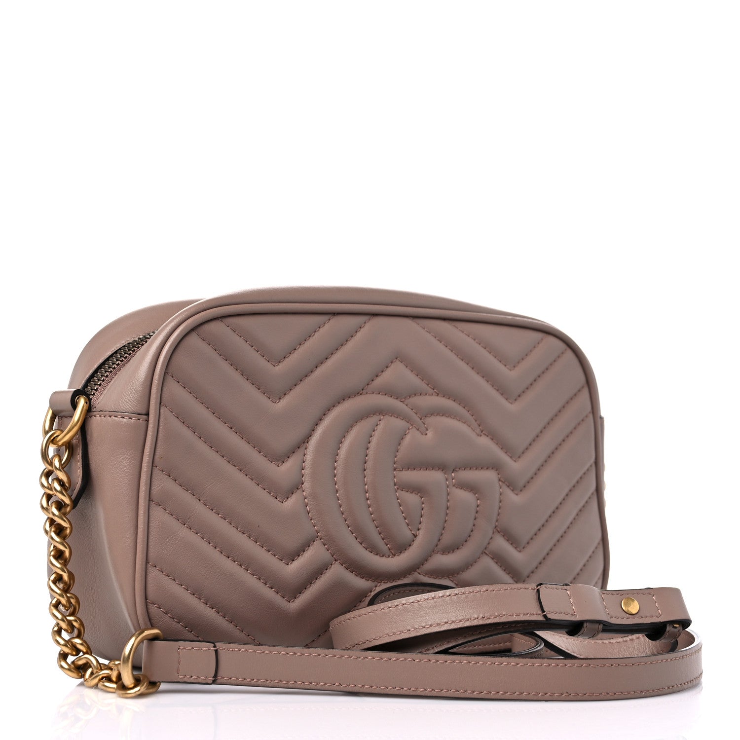 Gucci Calfskin Matelasse Small GG Marmont Chain Shoulder Bag Porcelain Rose 3 of 10