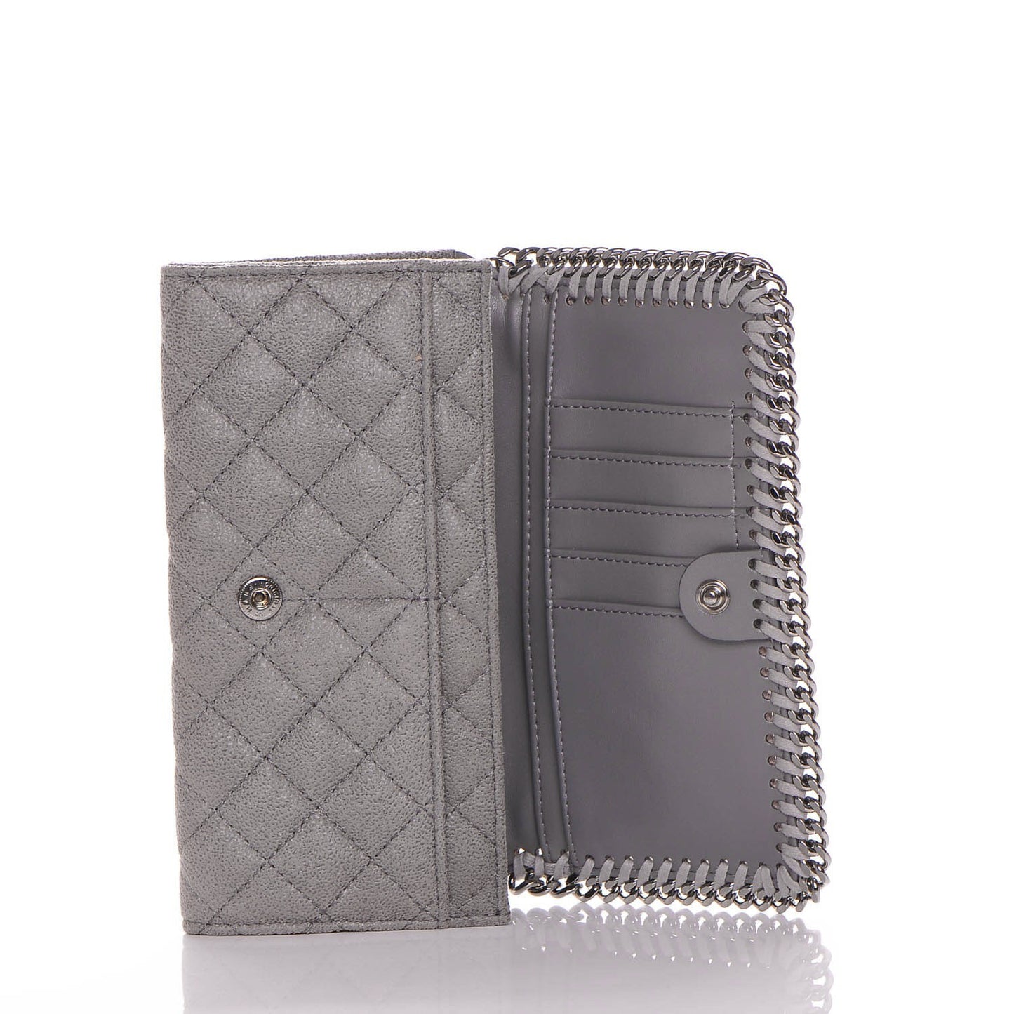 Shaggy Deer Quilted Falabella Flap Wallet Grey