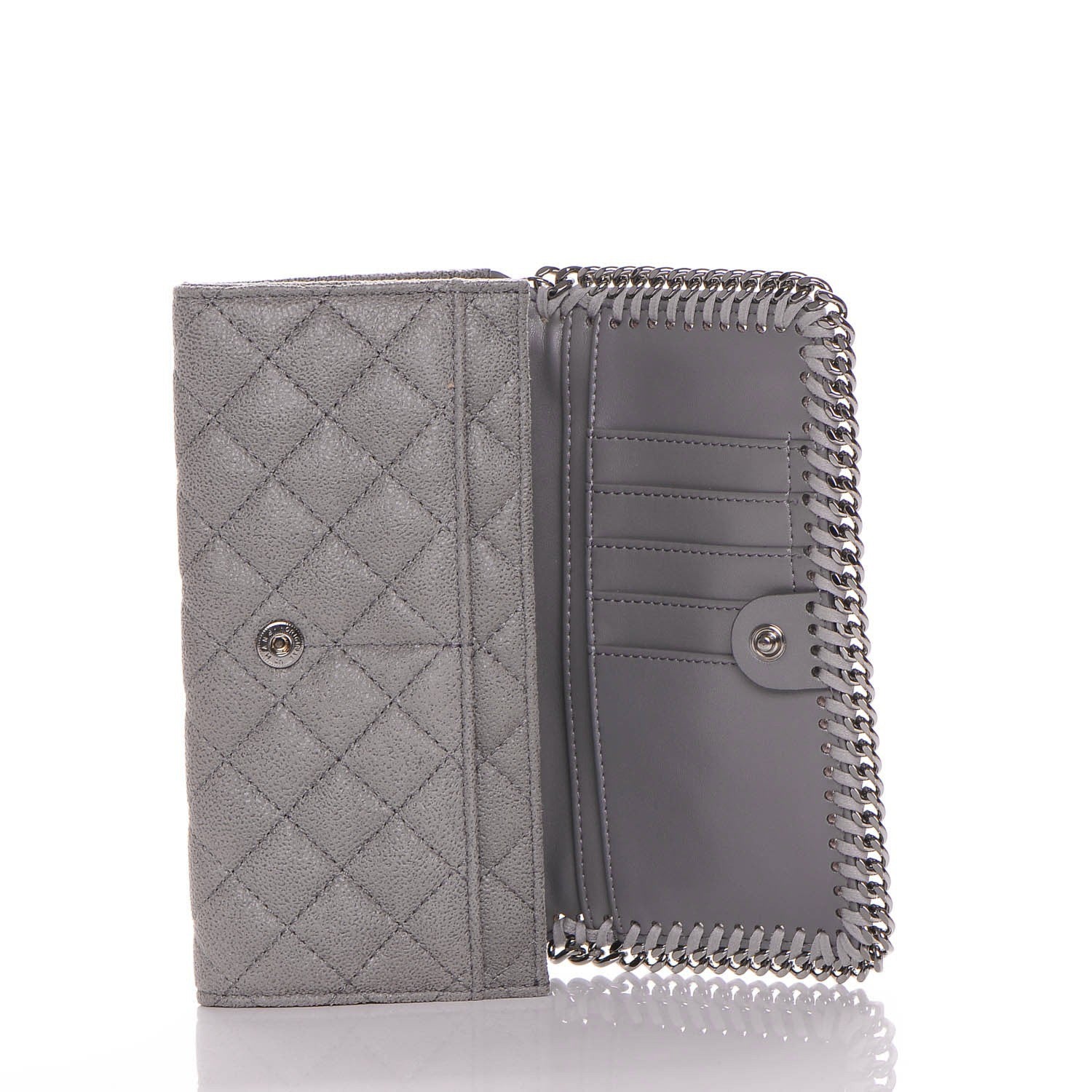 Stella McCartney Shaggy Deer Quilted Falabella Flap Wallet Grey 6 of 7