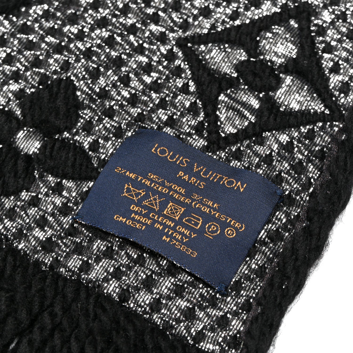 Louis Vuitton Wool Silk Logomania Shine Scarf Black 3 of 4