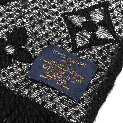 Louis Vuitton Wool Silk Logomania Shine Scarf Black 3 of 4