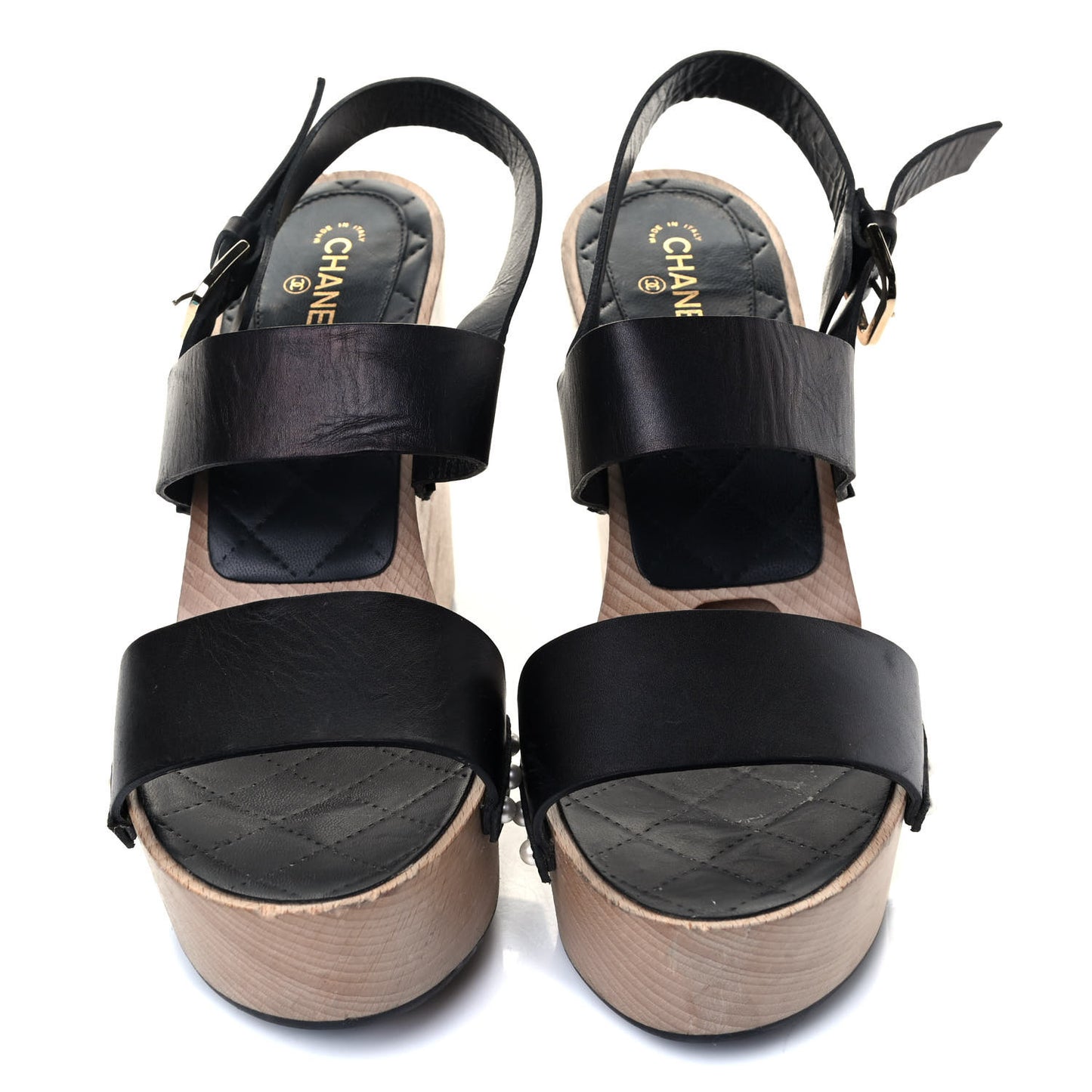 Wood Calfskin CC Hinge Wedge 40 Black