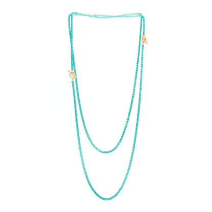 David Yurman Stainless Steel 14K Yellow Gold Acrylic Bel Aire Chain Necklace Turquoise 3 of 4