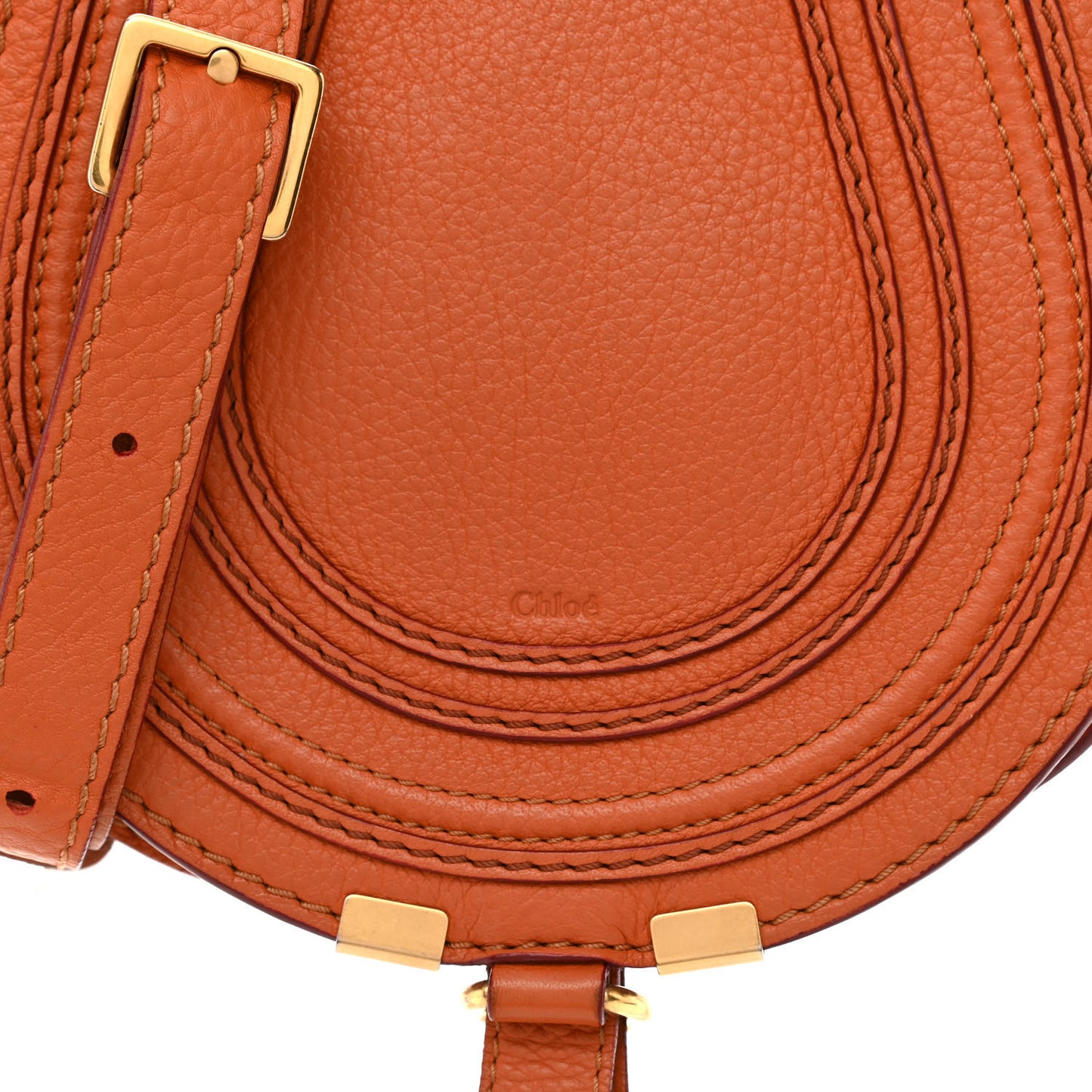 Calfskin Mini Marcie Round Crossbody Bag Orange