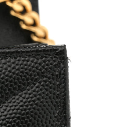 Saint Laurent Grain De Poudre Matelasse Chevron Monogram Chain Wallet Black 14 of 15