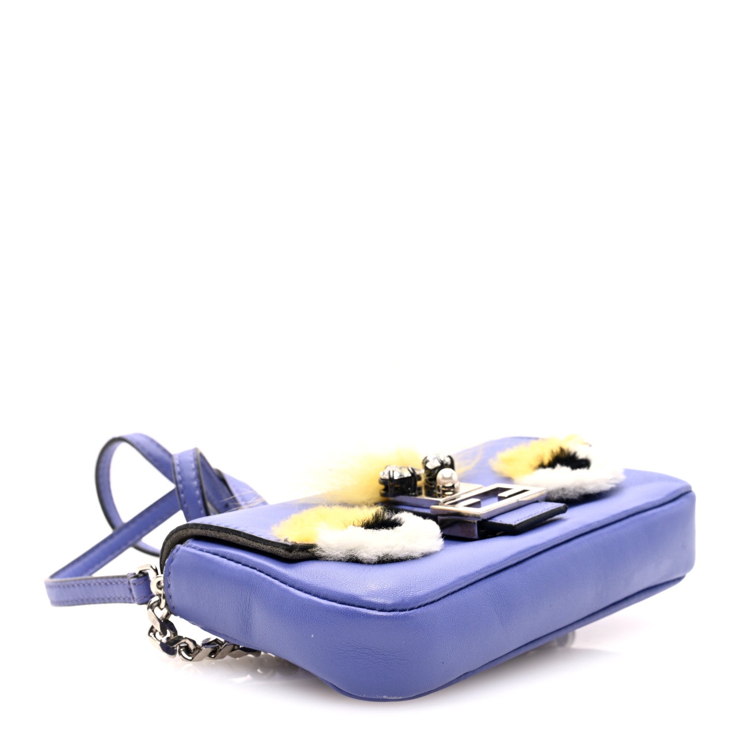 Fendi Nappa Rabbit Fox Fur Micro Buggie Baguette Cassis Giallo Multicolor 4 of 10
