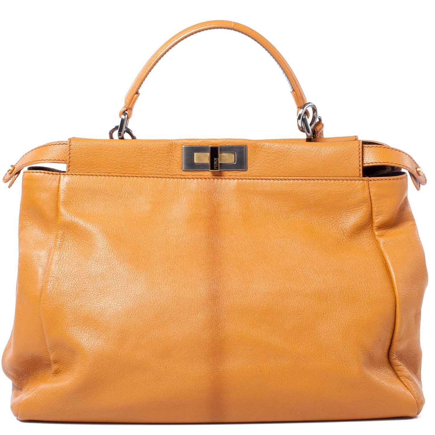 Goatskin Zucca Large Peekaboo Iconic Satchel Ocra Tobacco Moro