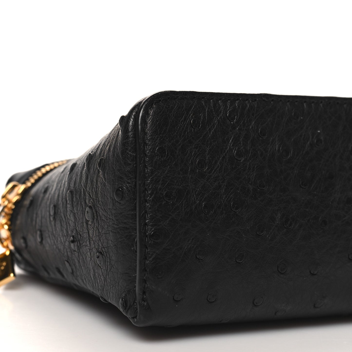 LORO PIANA Ostrich L19 Extra Pocket Pouch Black