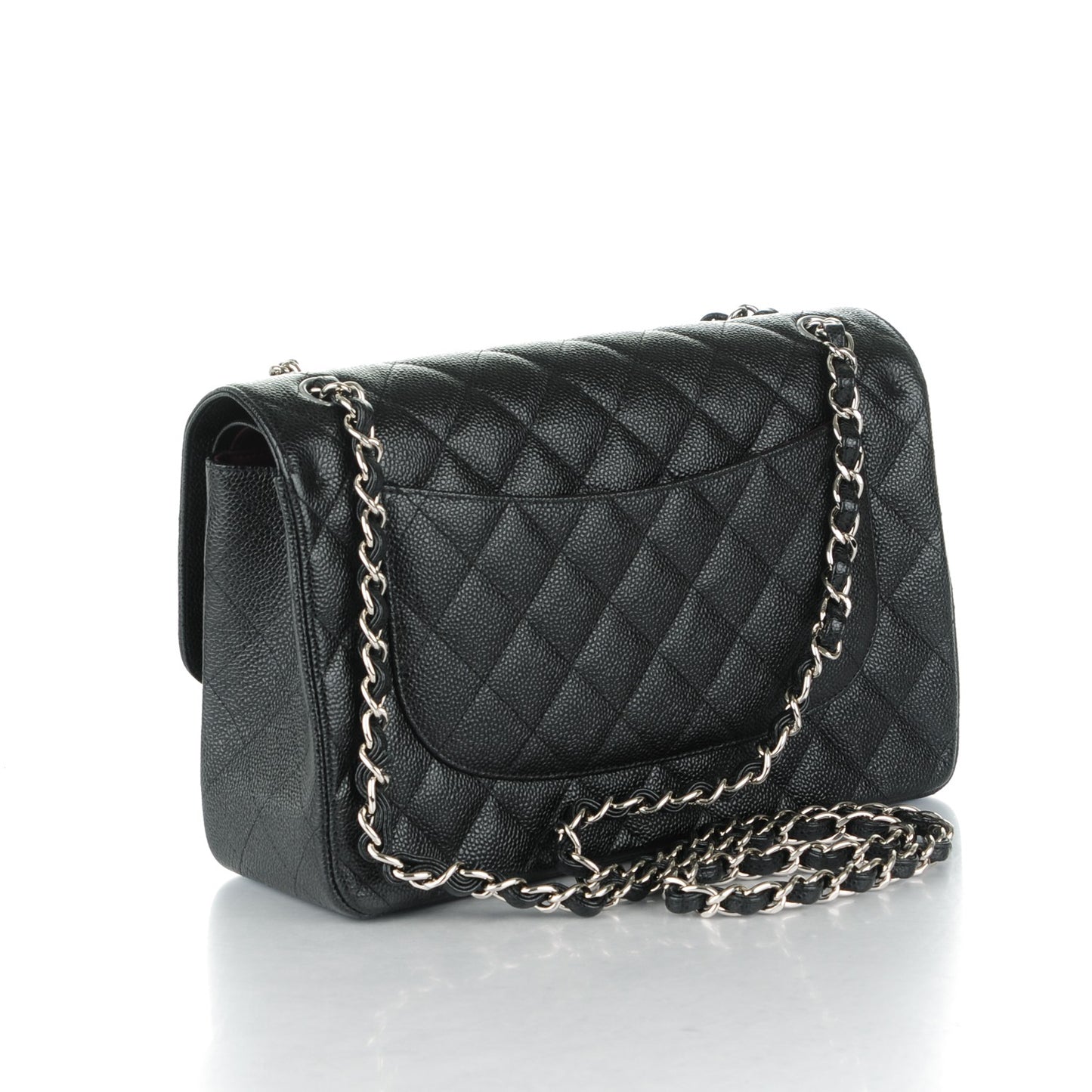 Caviar Quilted Jumbo Double Flap Black