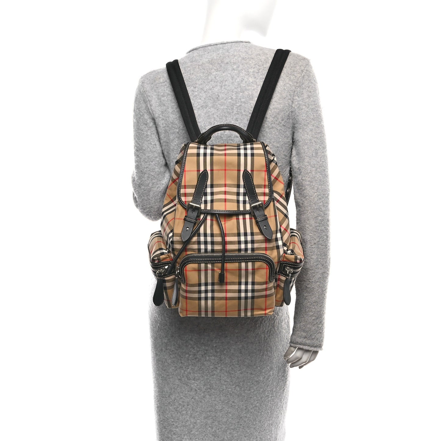 Nylon Vintage Check Medium Rucksack Backpack Antique Yellow