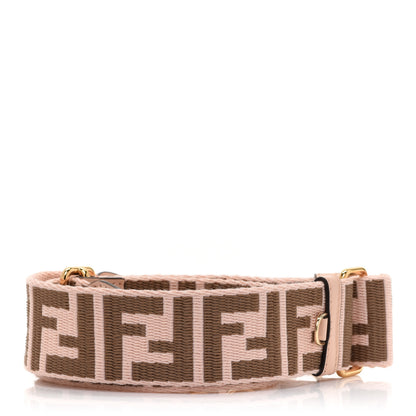 Fendi Jacquard Ribbon Vitello King FF Bi-Color Intreccio Adjustable Strap You Light Rose Camel 2 of 6