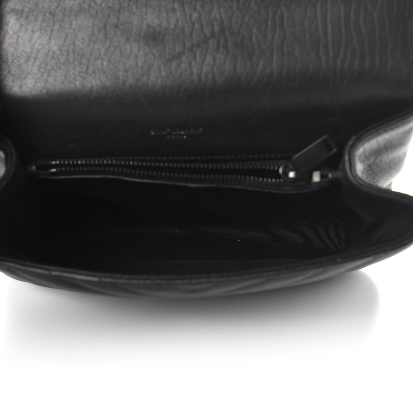 Sheepskin Matelasse Chevron Monogram Monochrome Medium College Bag Black
