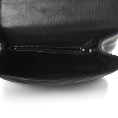 Saint Laurent Sheepskin Matelasse Chevron Monogram Monochrome Medium College Bag Black 5 of 10