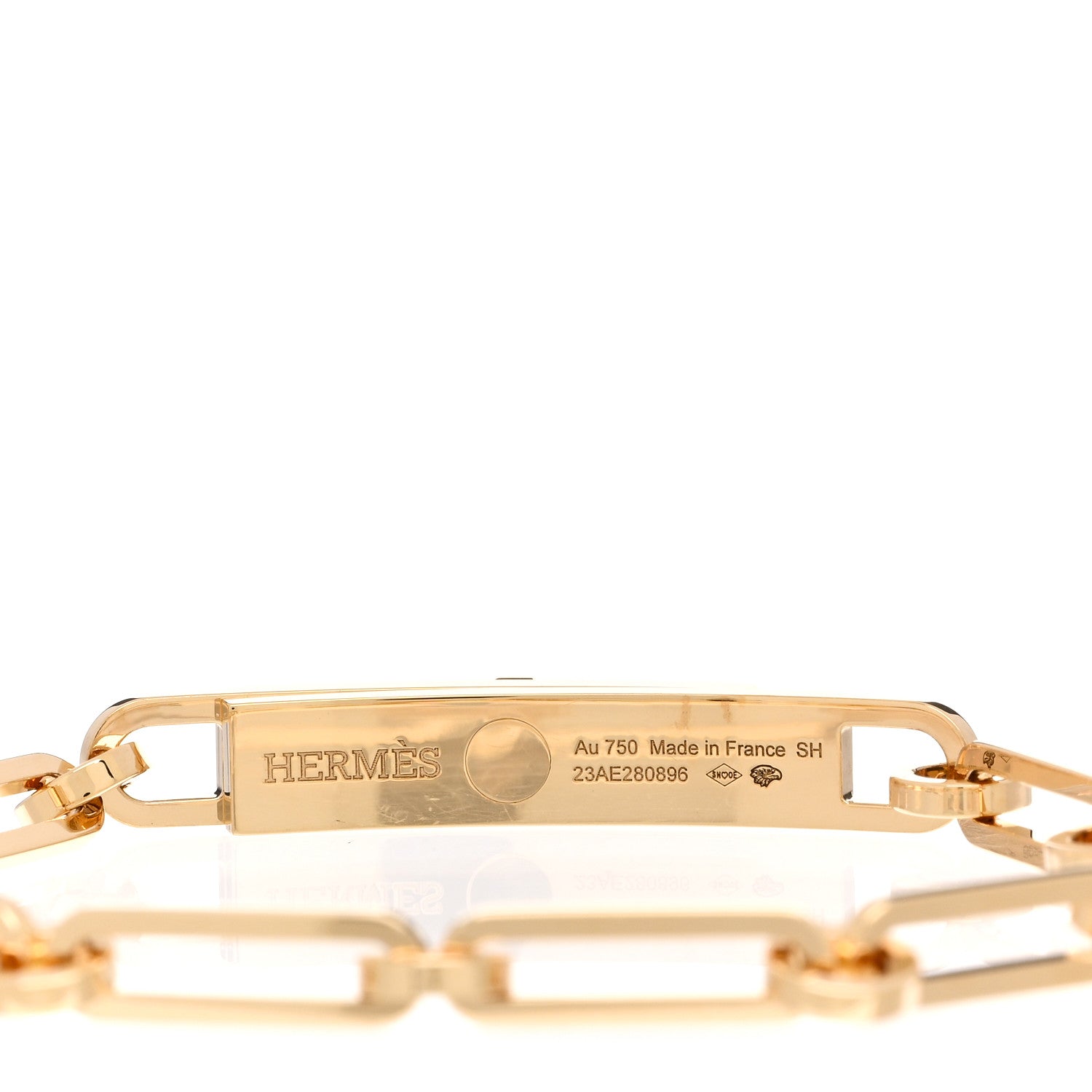 Hermes 18K Yellow Gold Diamond Pave PM Kelly Chaine Bracelet SH 3 of 4