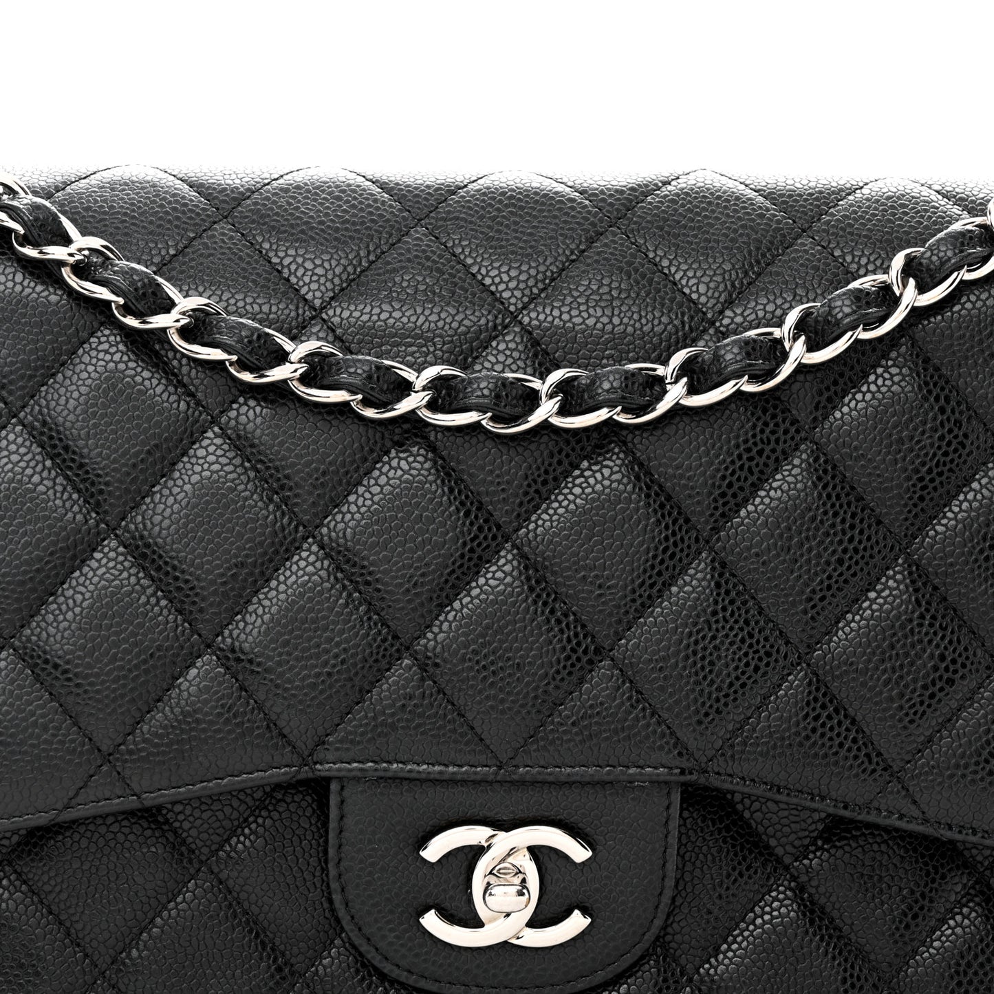 Caviar Quilted Jumbo Double Flap Black