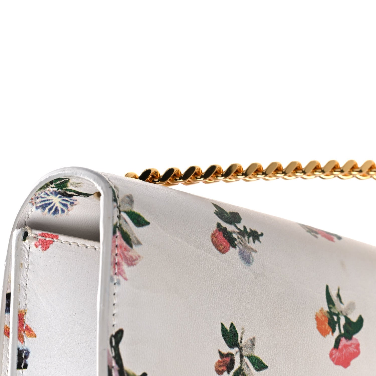 Saint Laurent Calfskin Prairie Flower Printed Small Classic Monogram Kate Satchel White 13 of 13