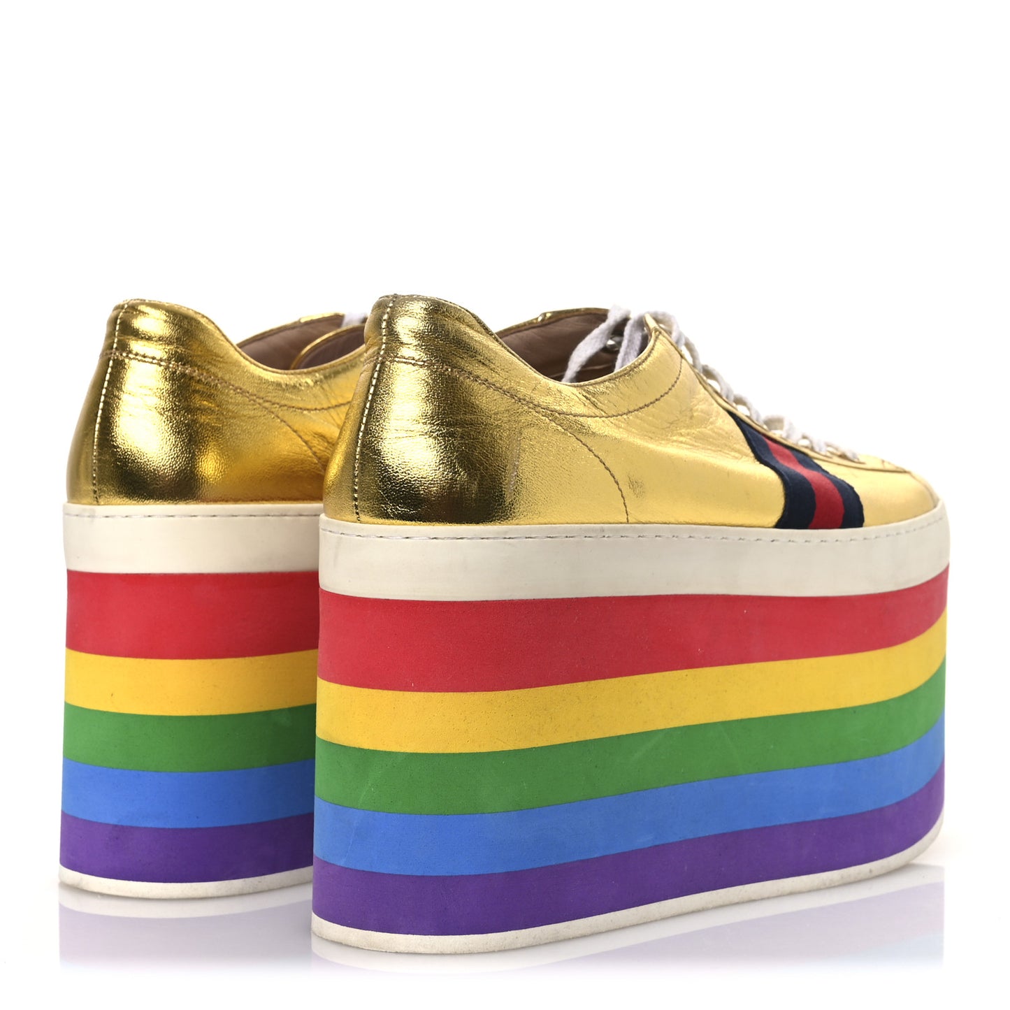 Metallic Nappa Peggy Platform Sneakers 40 Oro Vecchio