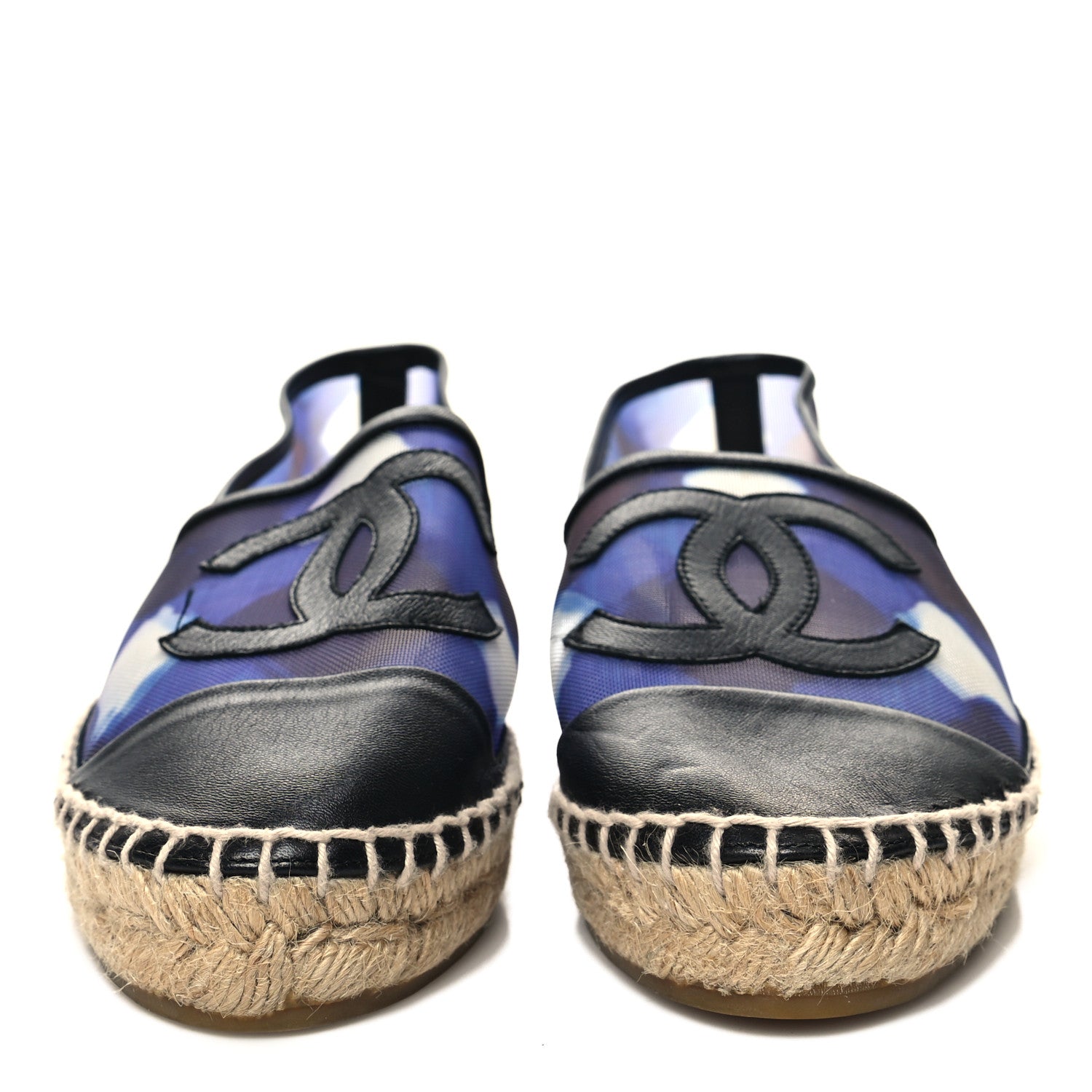 Chanel Mesh Grosgrain CC Espadrilles 35 Purple Black 2 of 8