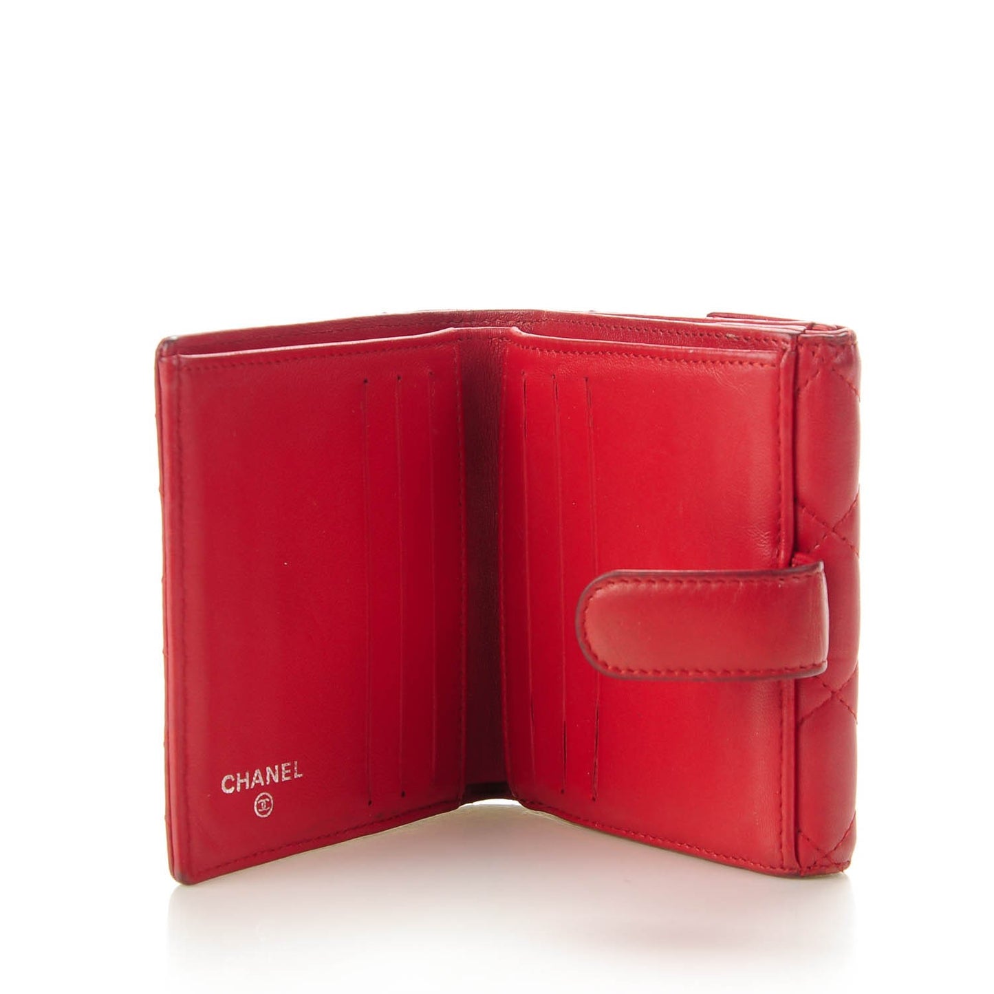 Lambskin Quilted French Flap Wallet Red