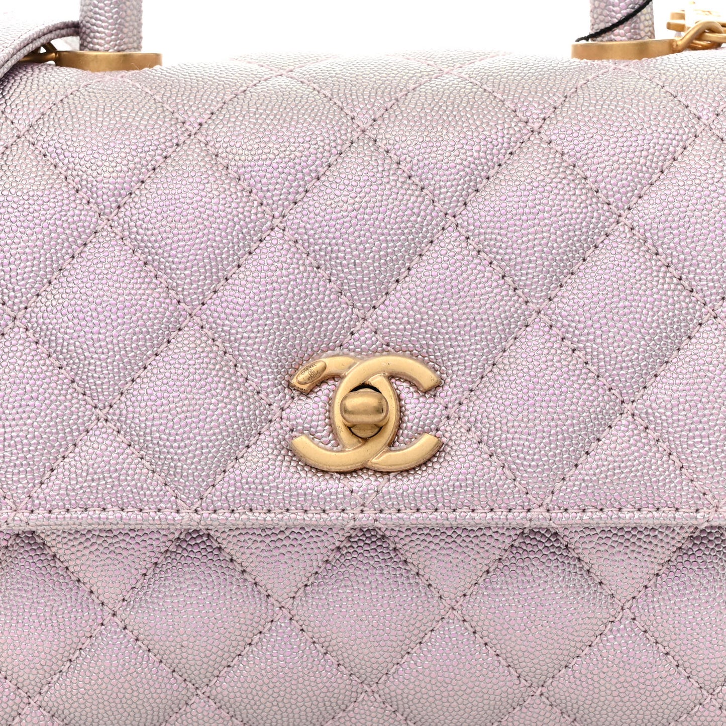 Metallic Caviar Quilted Mini Coco Handle Flap Light Pink