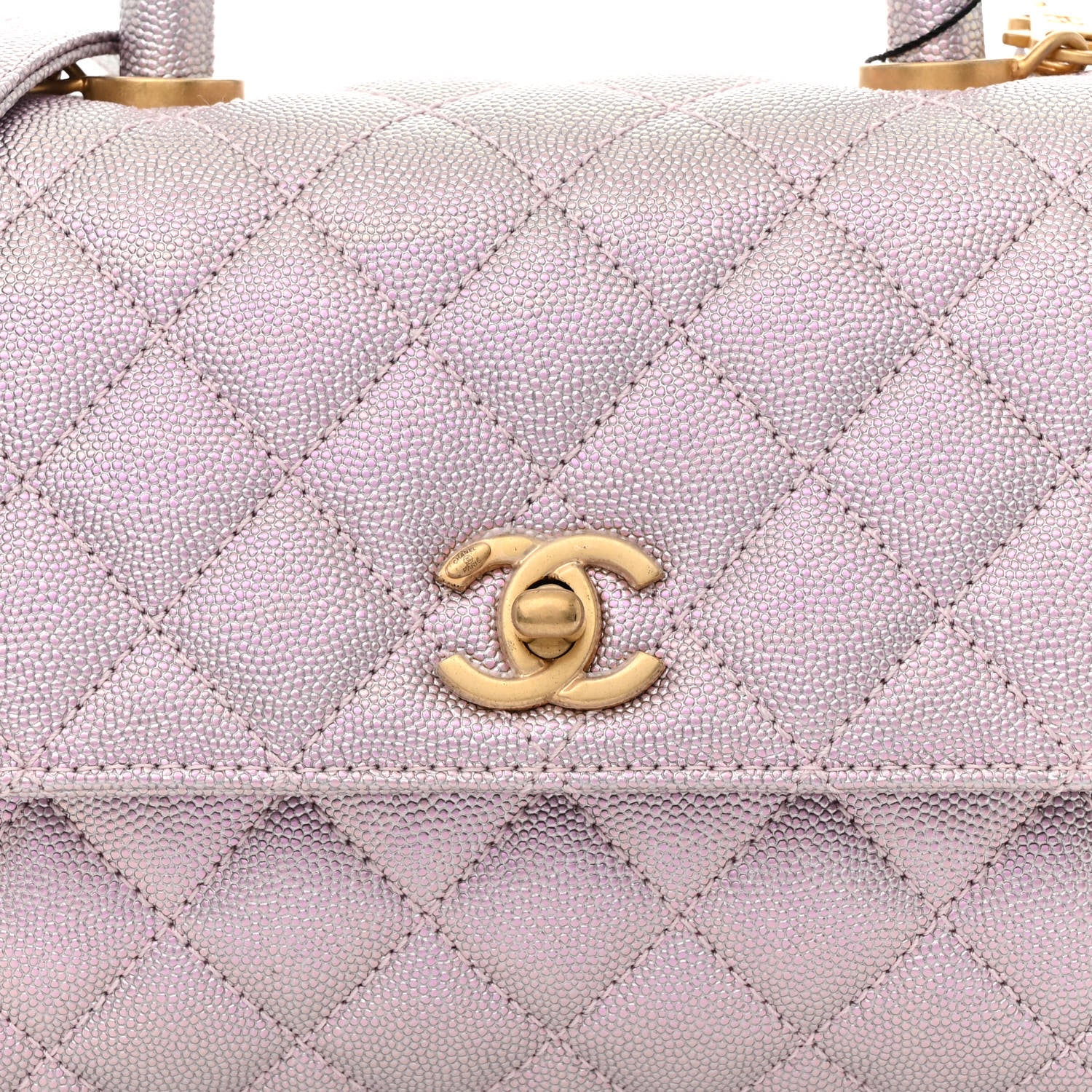Chanel Metallic Caviar Quilted Mini Coco Handle Flap Light Pink 8 of 13