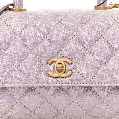 Chanel Metallic Caviar Quilted Mini Coco Handle Flap Light Pink 8 of 13