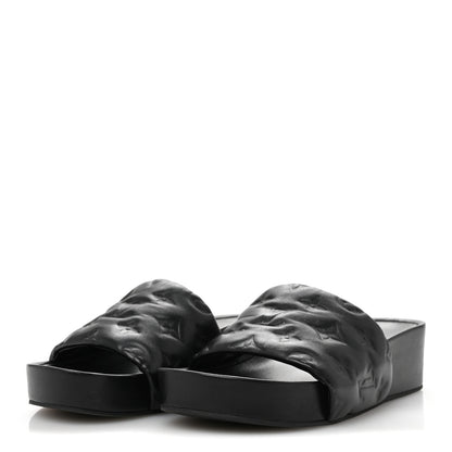 Louis Vuitton Lambskin Embossed Monogram Jumbo Flatform Mule Sandals 37 Black 4 of 10