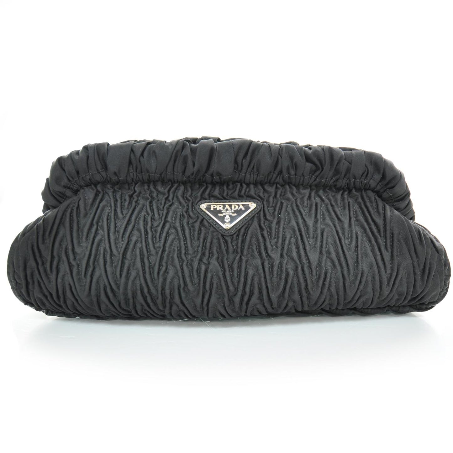 Tessuto Nylon Chevron Clutch Nero Black