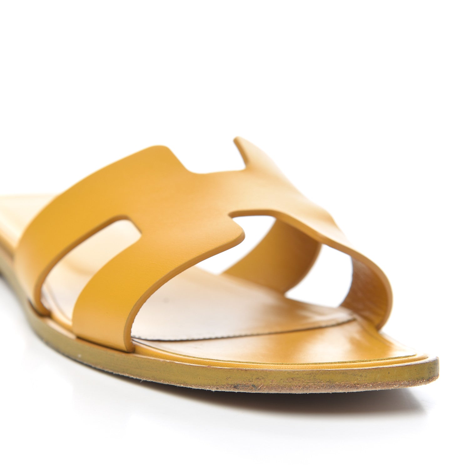 Hermes Box Calfskin Oran Sandals 38 Jaune Citron 13 of 19