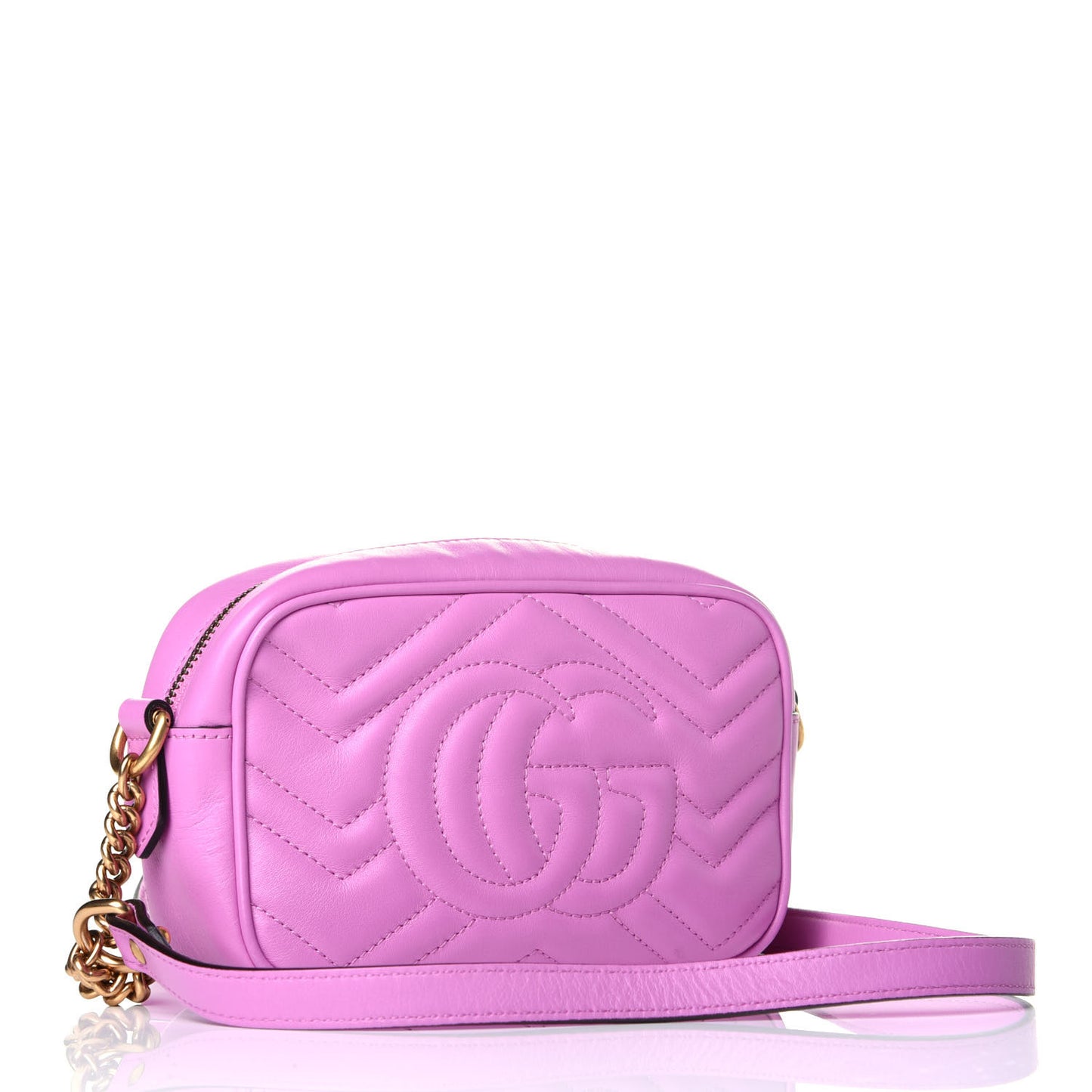 Calfskin Matelasse Mini GG Marmont Chain Shoulder Bag Candy Mousse